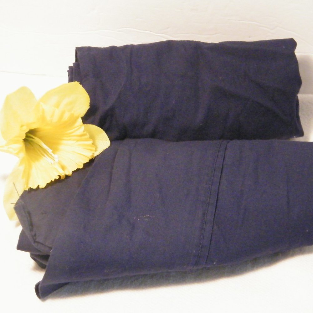 2 Gently Used Pillow Cases Navy Blue Standard Size